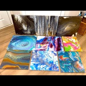 Handmade Canvas Epoxy Resin Pours